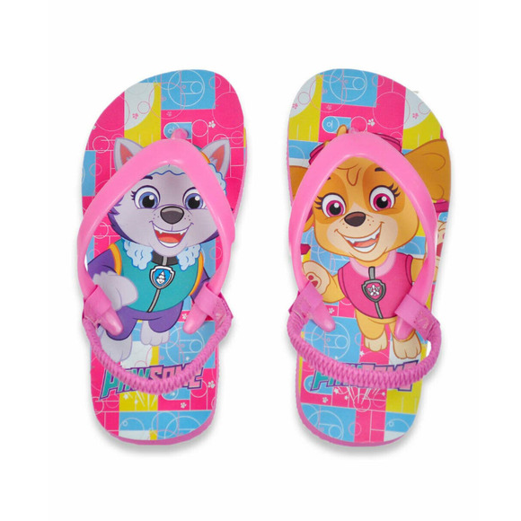 Paw Patrol Girls Paw Patrol Thong Flip Flop Sandals 5/6 Elastic Back Strap NWT - Picture 1 of 6